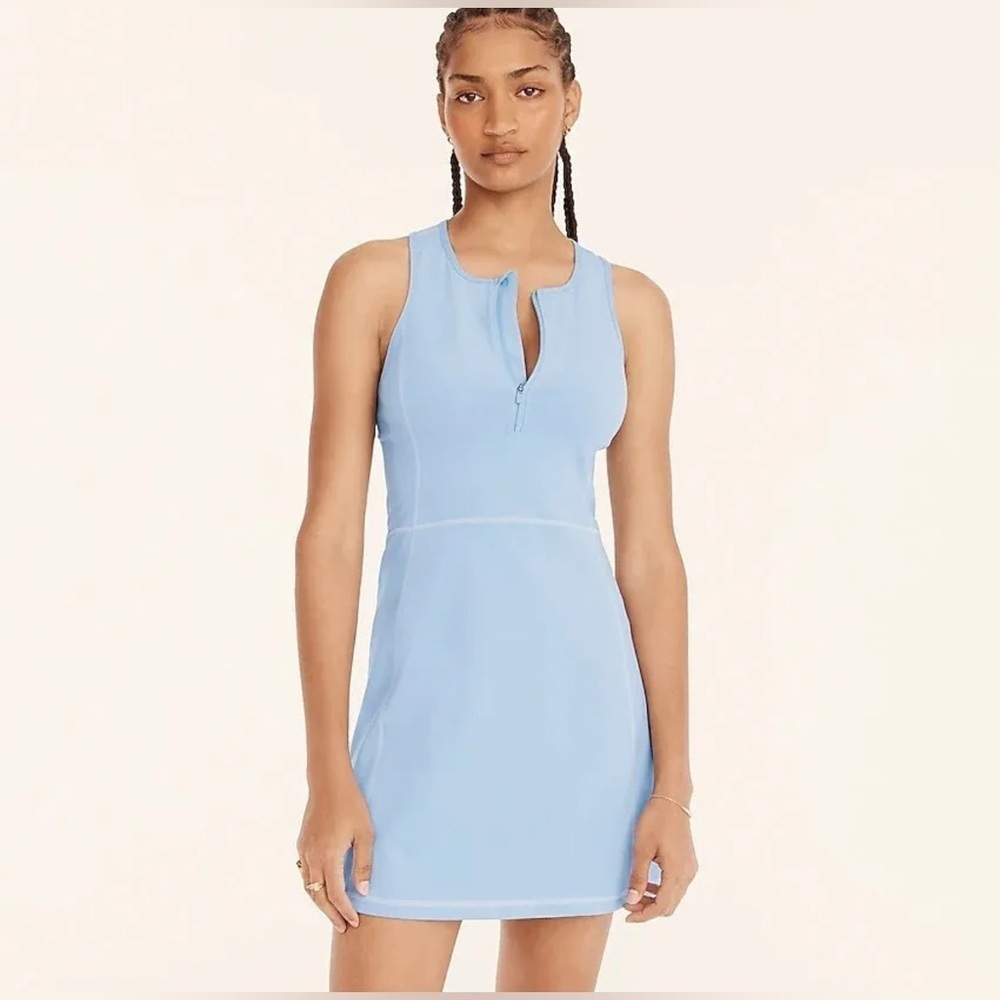 J Crew CloudStretch half-zip sports dress‎ Blue Mist Size MEDIUM NWT
